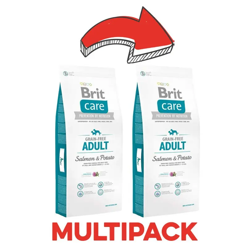 Brit Care Adult Grain Free Salmone e Patate – 3 Kg, 2 pezzi