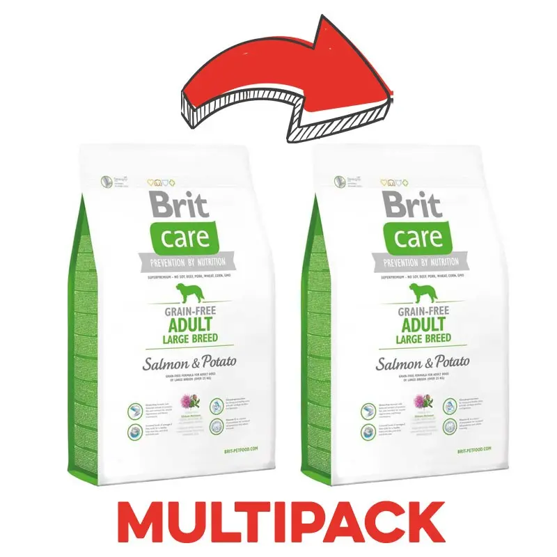 Brit Care Adult Large Grain Free Salmone e Patate – 3 Kg, 2 pezzi