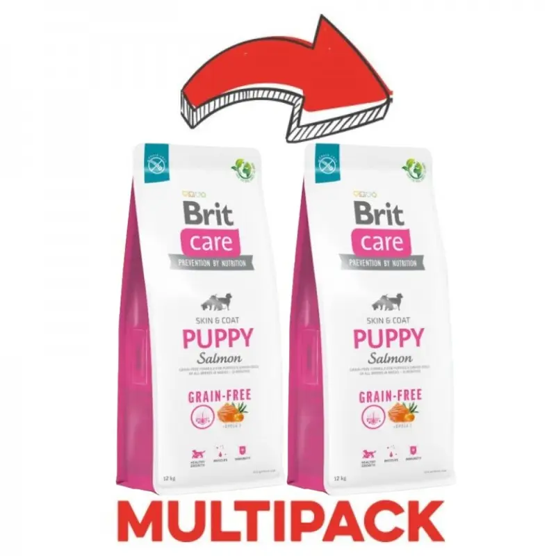 Brit Care Puppy Grain Free Salmone e Patate – 12 Kg, 3 pezzi