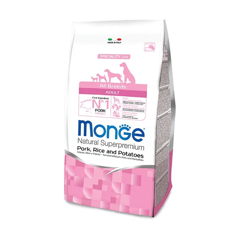 Monge All Breeds Adult Maiale, Riso E Patate – 12 Kg, Singola