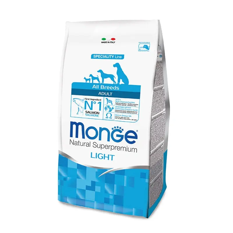 Monge All Breeds Adult Light Salmone E Riso – 2.5 Kg, Singola