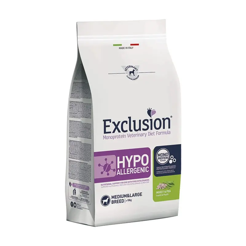 Exclusion Diet Hypoallergenic Insetti e Piselli Adult Medium & Large Breed per Cani – 2 Kg, Singola