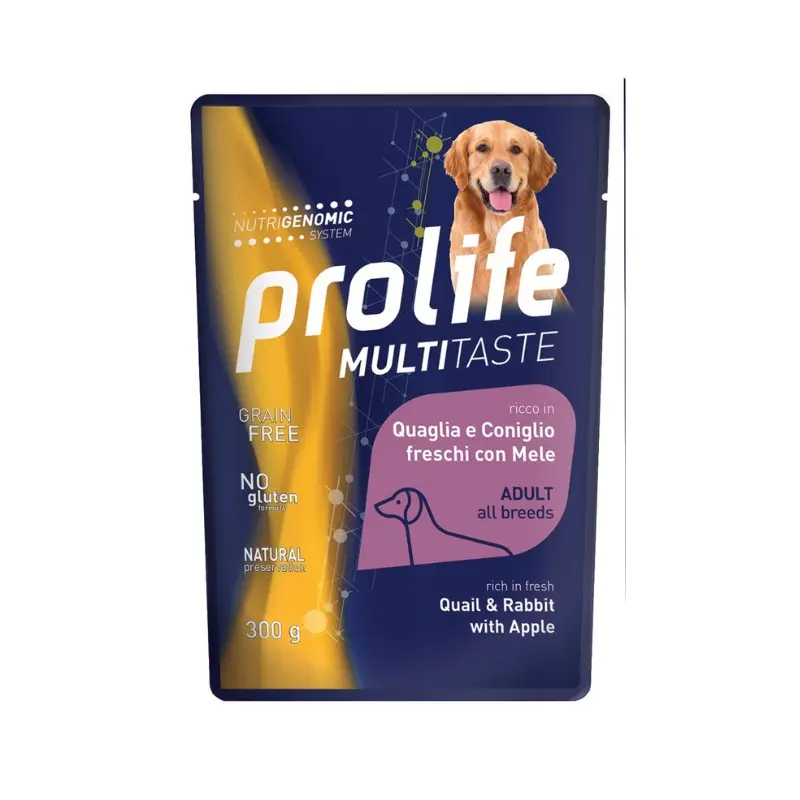 Prolife Busta Quaglia e Coniglio per Cani 300gr – 300 g, 6 pezzi