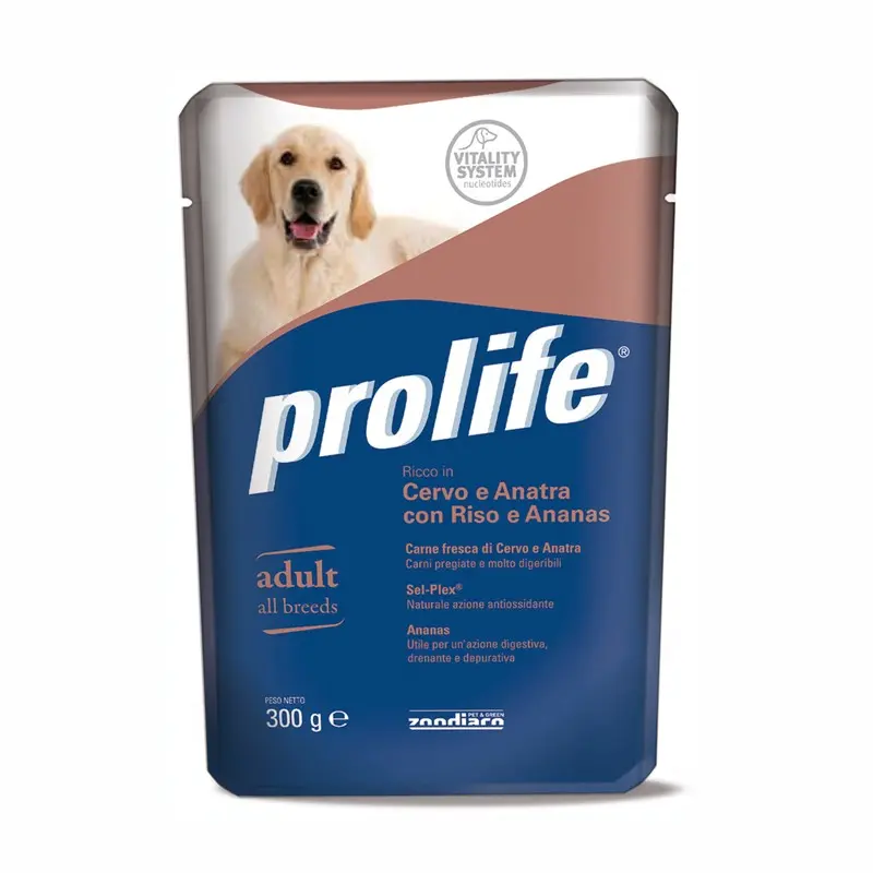 Prolife Busta al Cervo e Anatra per Cani 300gr – 300 g, Singola