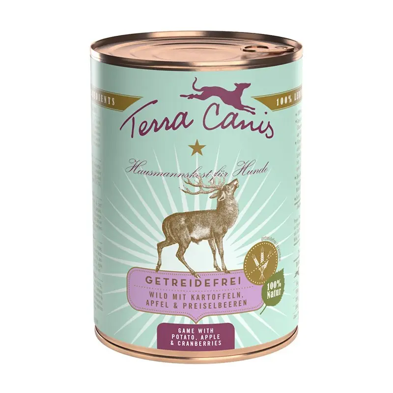 Terra Canis Selvaggina con Patate, Mela e Mirtilli Rossi – 400 g, 6 pezzi
