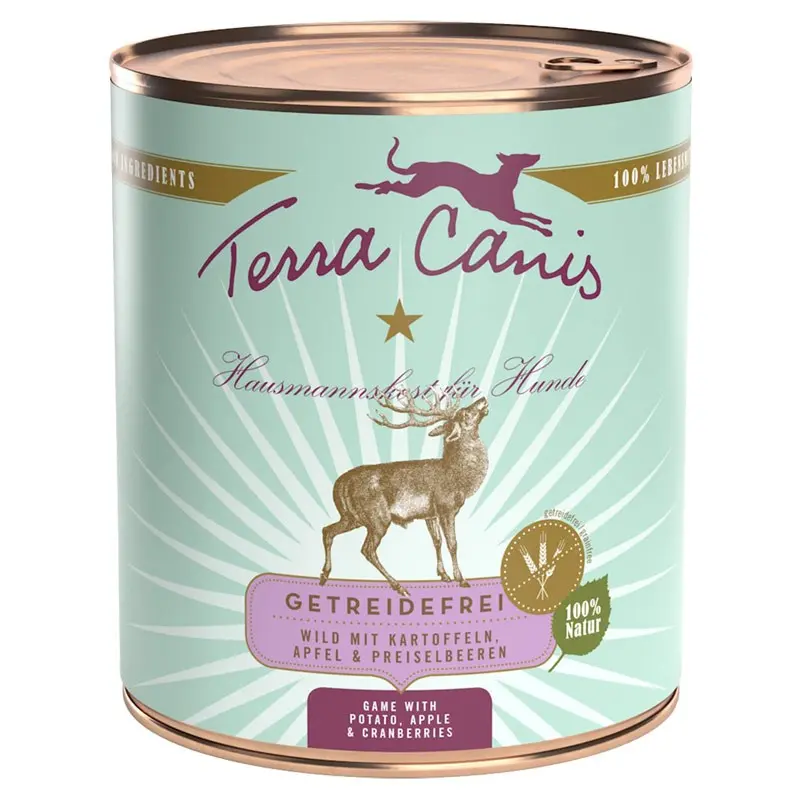 Terra Canis Selvaggina con Patate, Mela e Mirtilli Rossi – 200 g, 6 pezzi