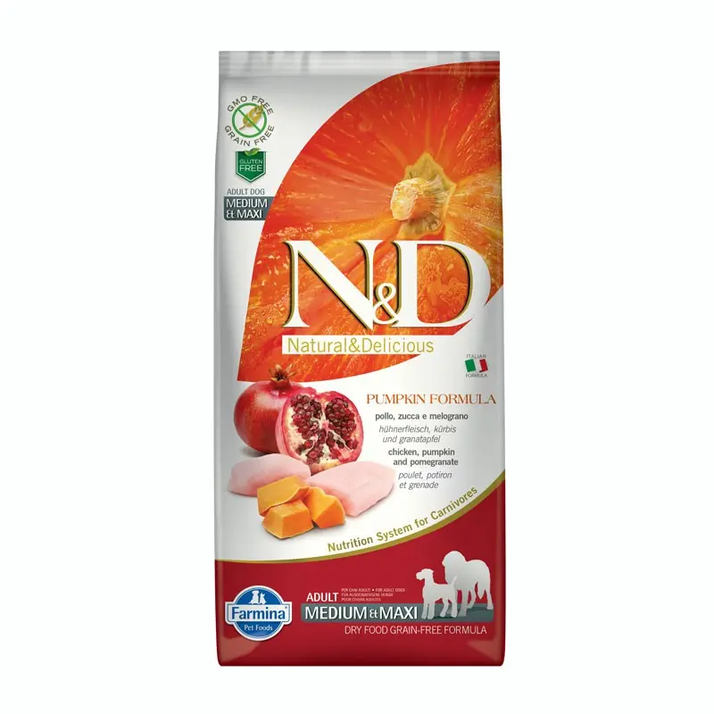 Farmina N&D Pumpkin Adult Medium Maxi Pollo e Melograno – 12 Kg, Singola