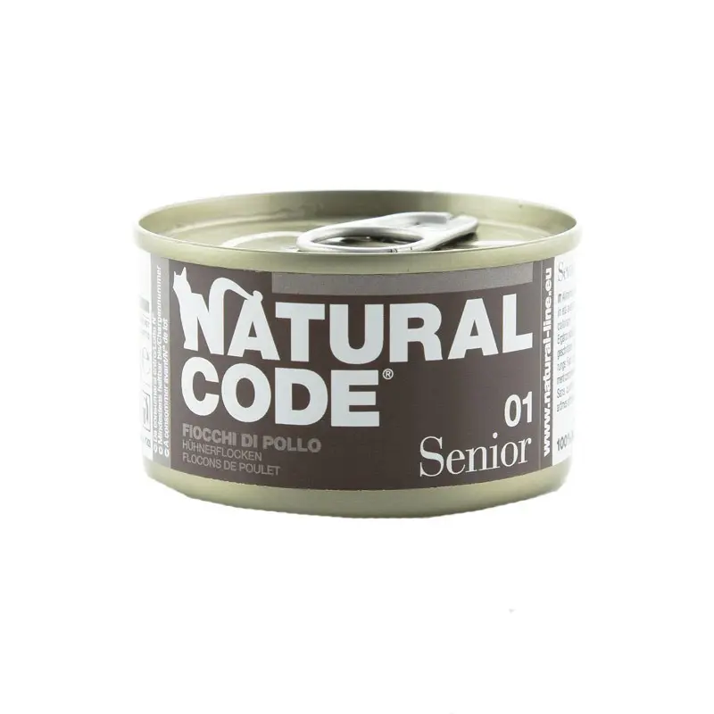 Natural Code Senior Fiocchi di Pollo e Riso per Gatti 85gr – 85 g, 12 pezzi