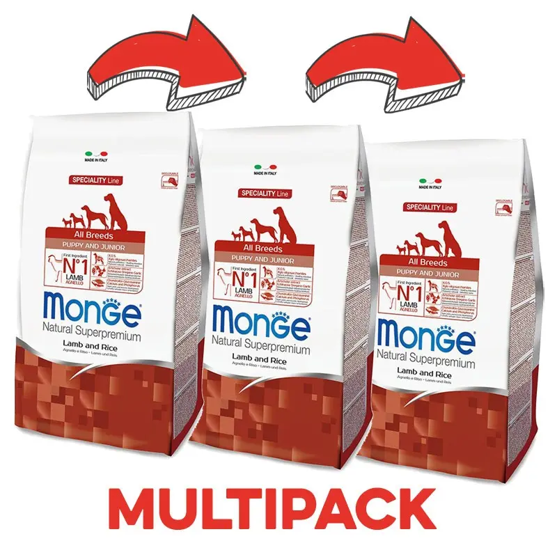 Monge Puppy & Junior all’Agnello – 2.5 Kg, 3 pezzi