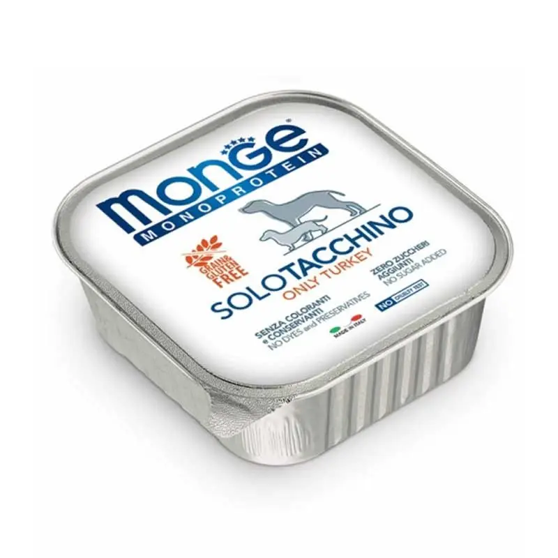 Monge Monoprotein Solo Tacchino per Cani 150gr – 150 g, 12 pezzi