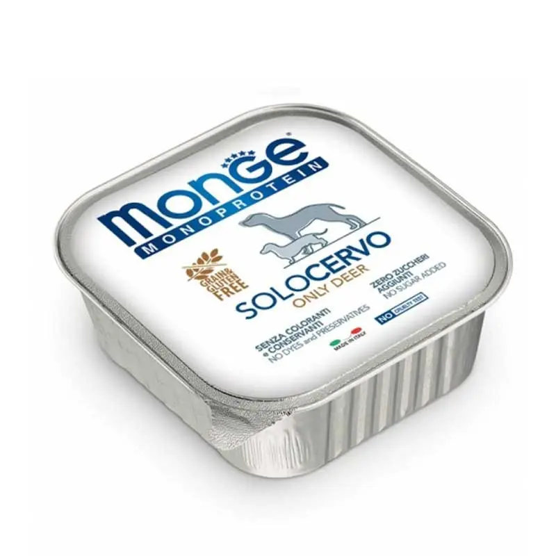 Monge Monoprotein Solo Cervo per Cani – 150 g, 12 pezzi