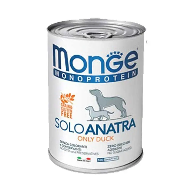 Monge Monoprotein Solo Anatra per Cani – 400 g, 12 pezzi