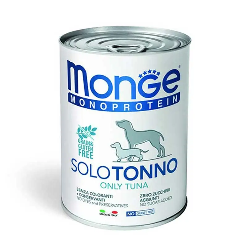 Monge Monoprotein Solo Tonno Umido per Cani 400gr – 400 g, 6 pezzi